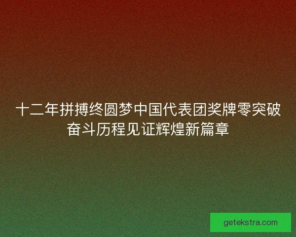 十二年拼搏终圆梦中国代表团奖牌零突破奋斗历程见证辉煌新篇章